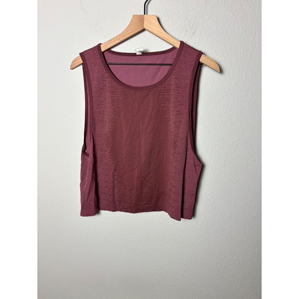 ☀️Under Armour HeatGear Womens Large Maroon Muscle Tank Top Loose Fit Cropped
